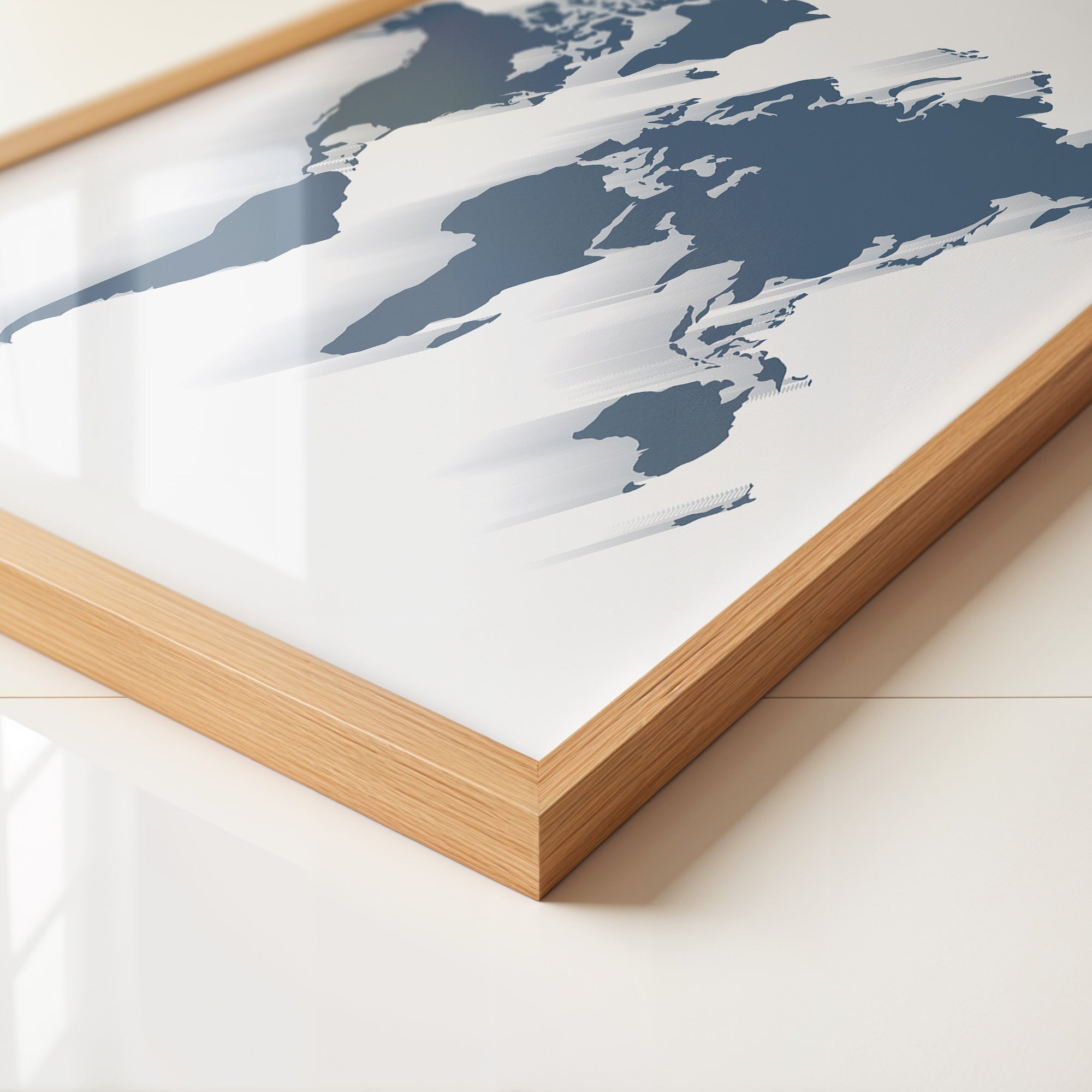 Weltkarte Blau Schattierungen