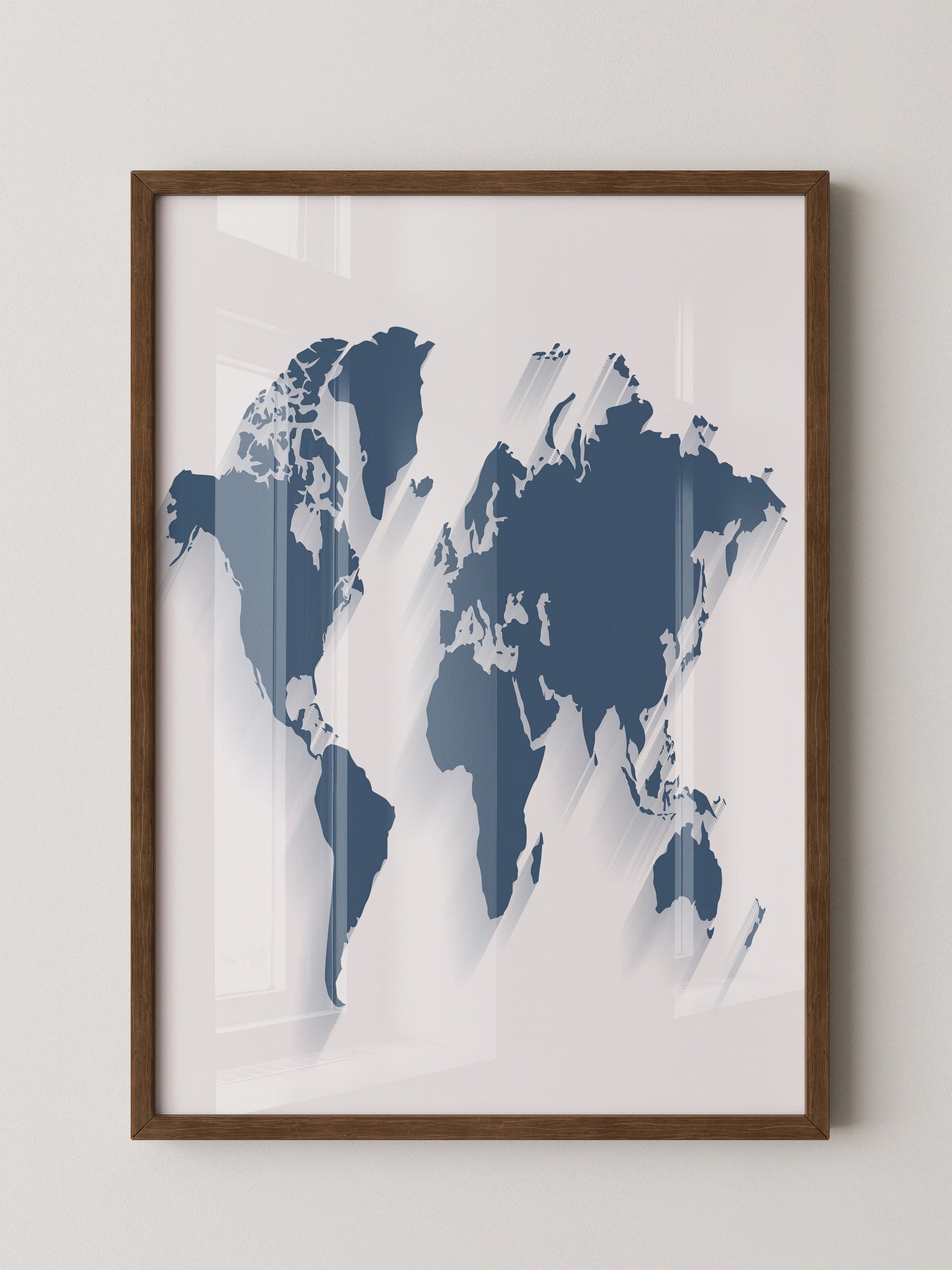 Weltkarte Blau Schattierungen