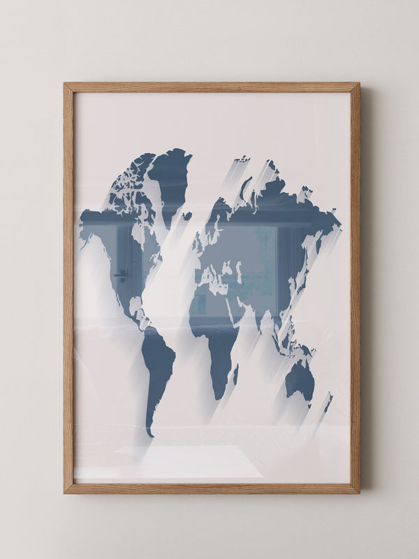 Weltkarte Blau Schattierungen