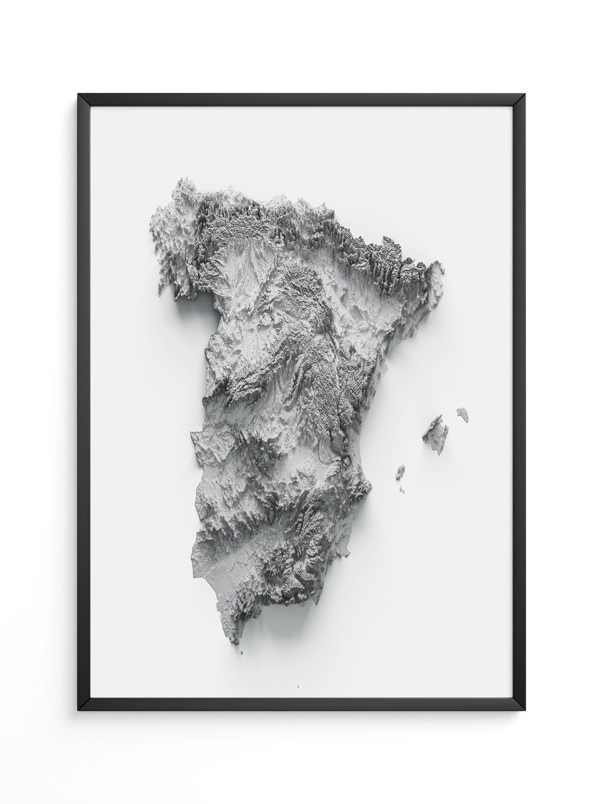 Topografische Karte Spanien Grau
