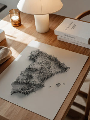 Topografische Karte Spanien Grau