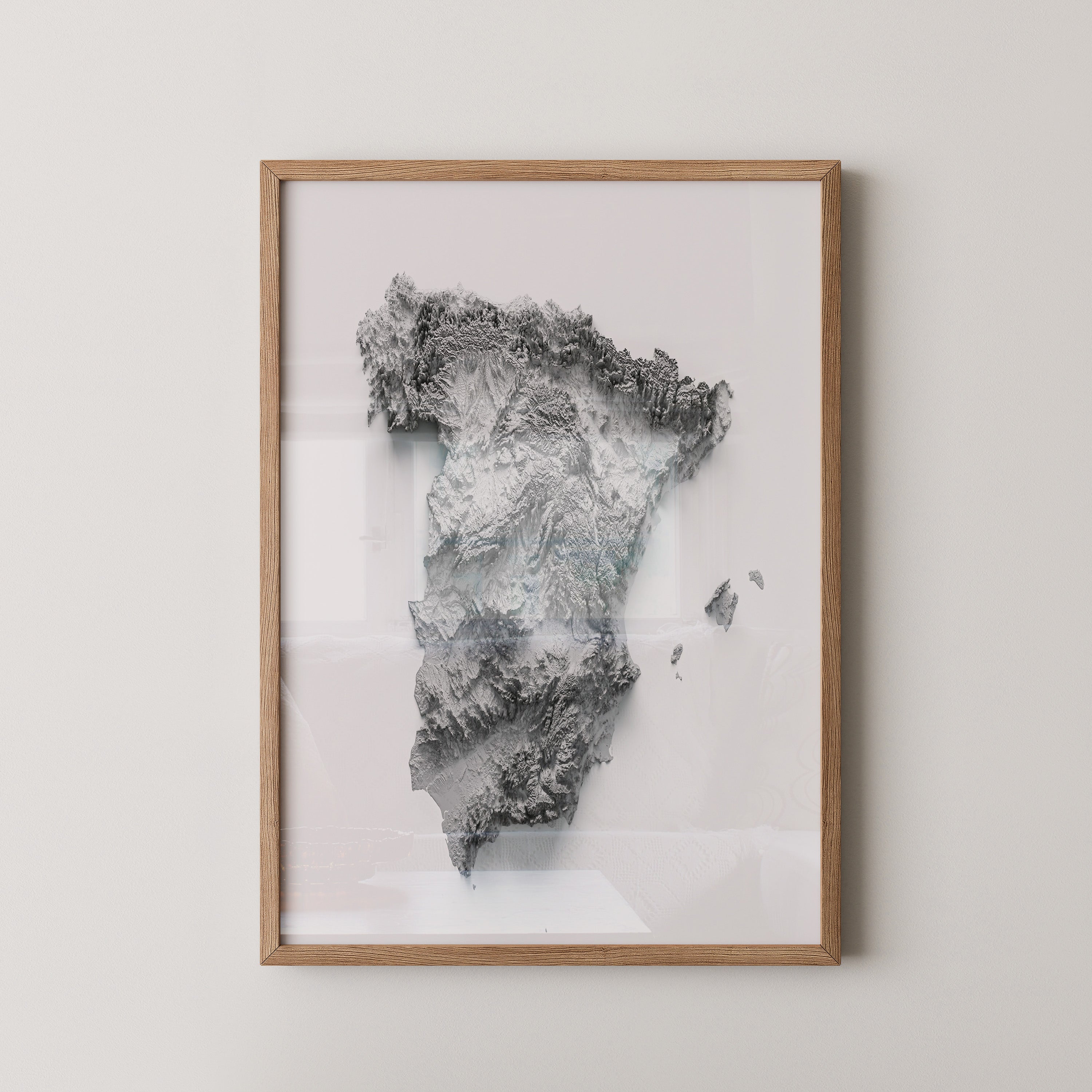 Topografische Karte Spanien Grau