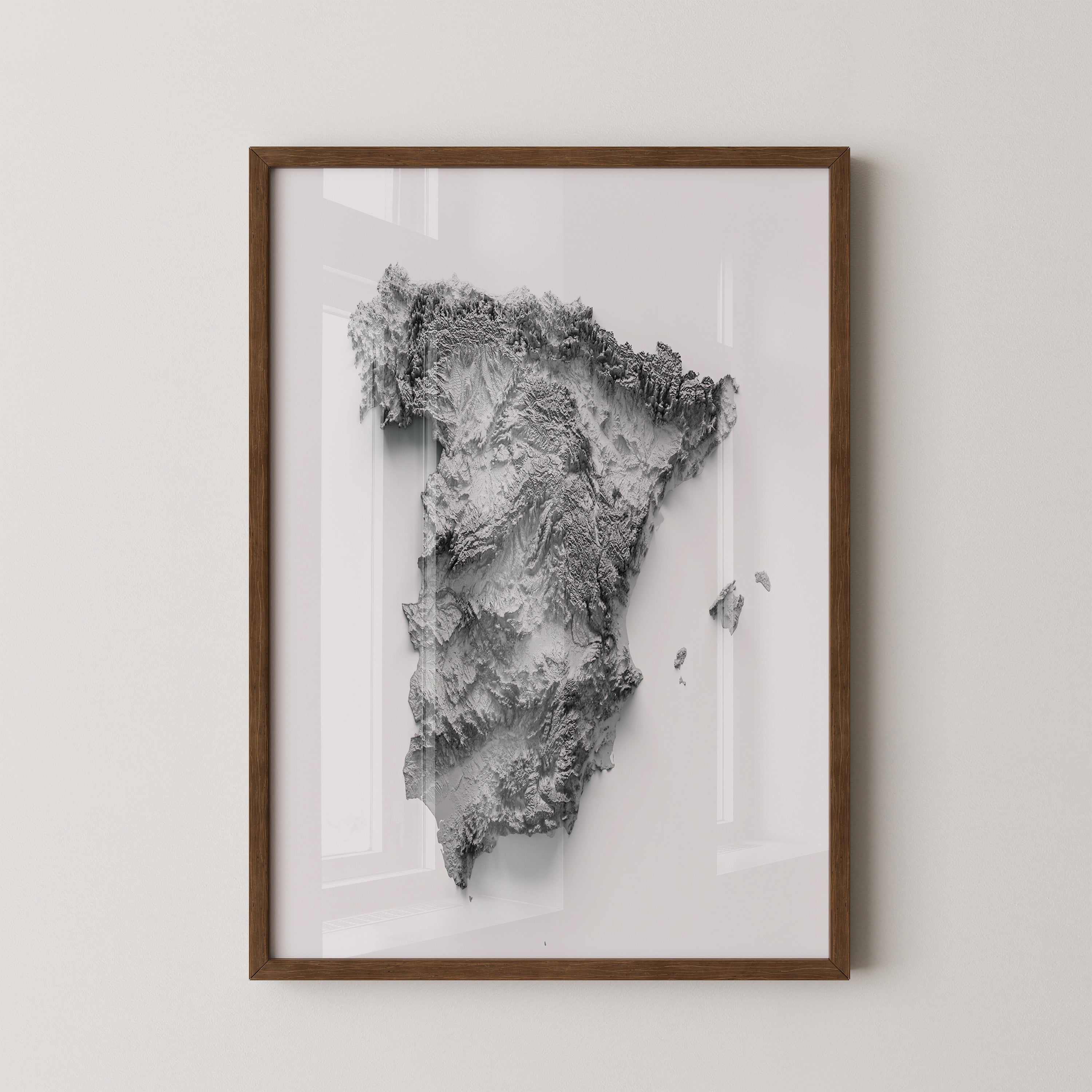 Topografische Karte Spanien Grau