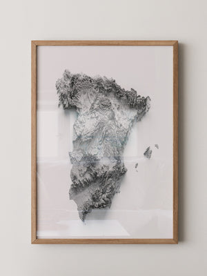 Topografische Karte Spanien Grau