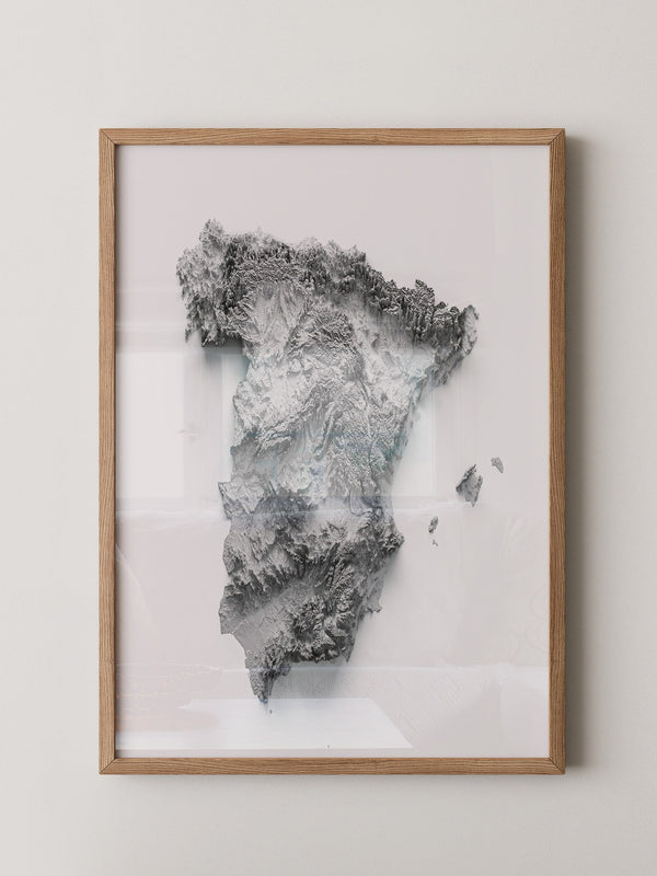 Topografische Karte Spanien Grau