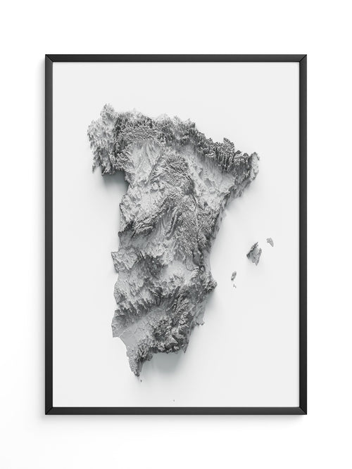 Topografische Karte Spanien Grau