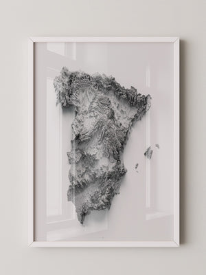 Topografische Karte Spanien Grau