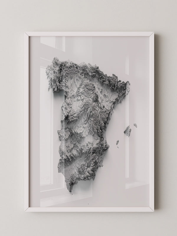 Topografische Karte Spanien Grau