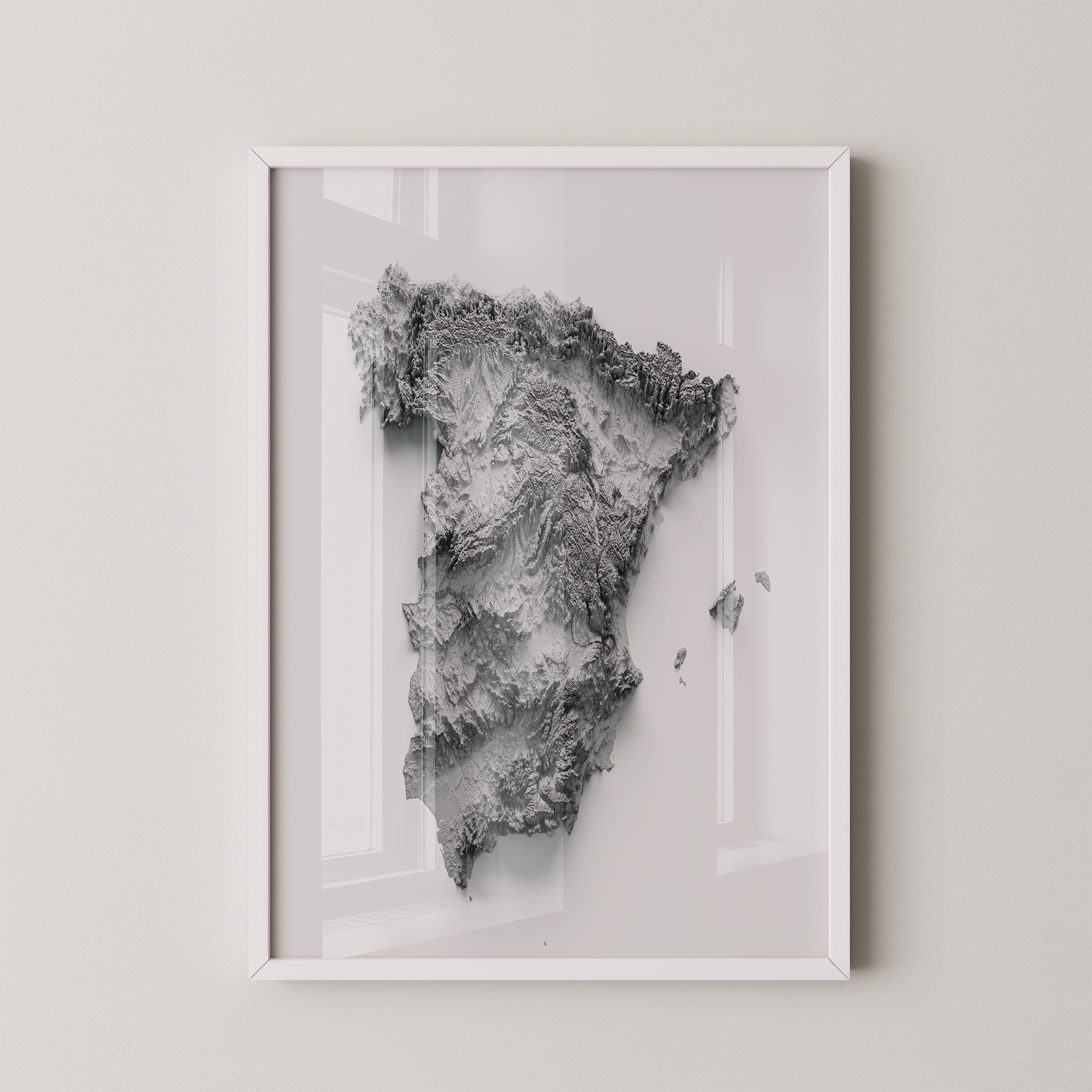 Topografische Karte Spanien Grau