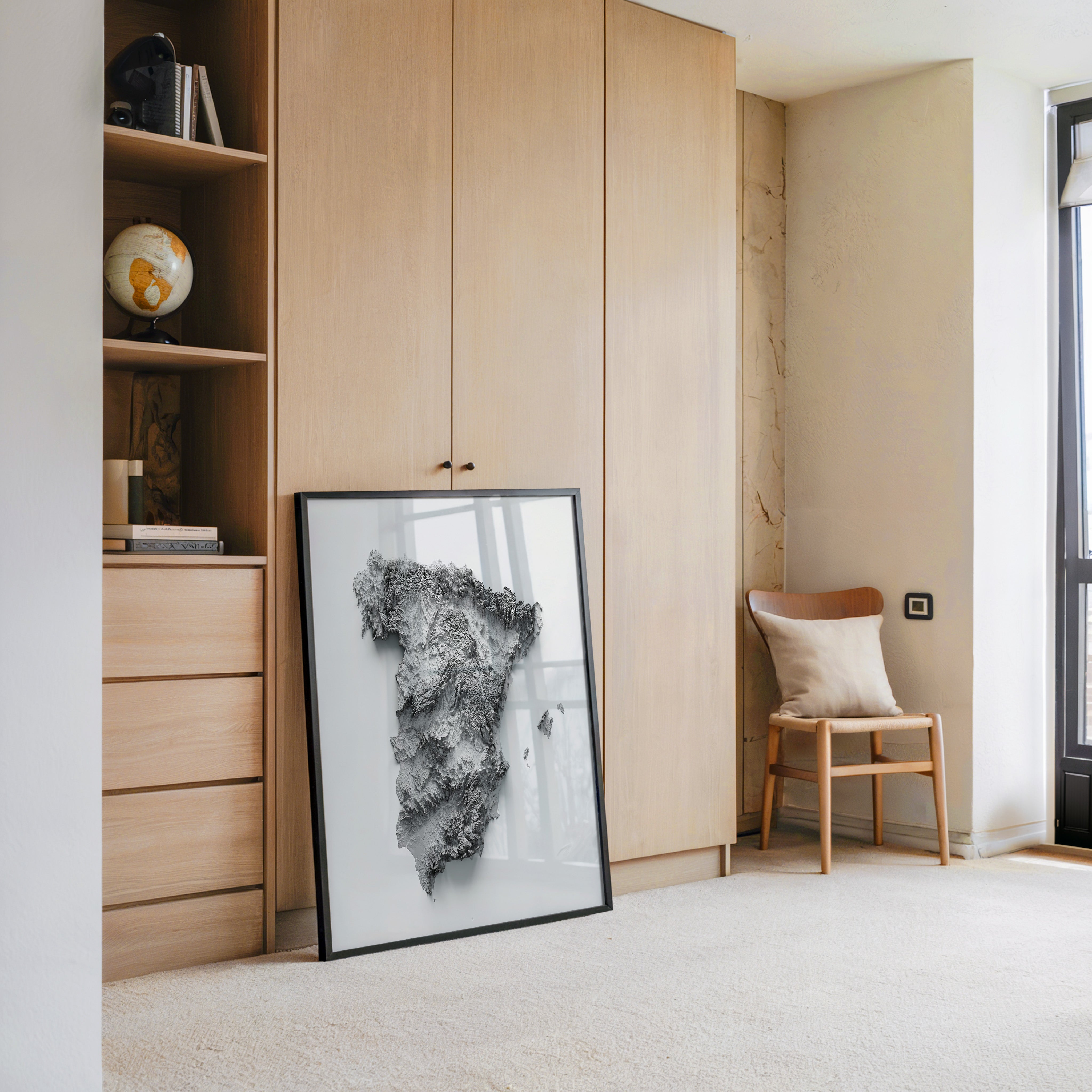 Topografische Karte Spanien Grau