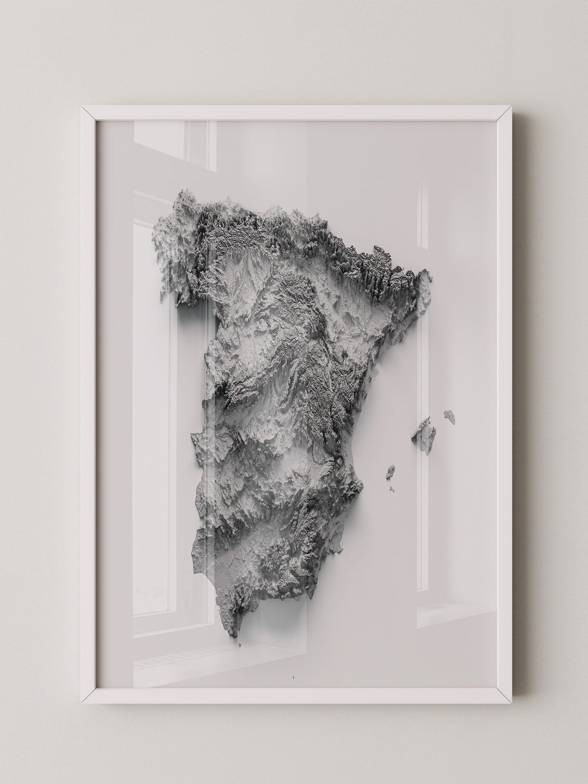 Topografische Karte Spanien Grau