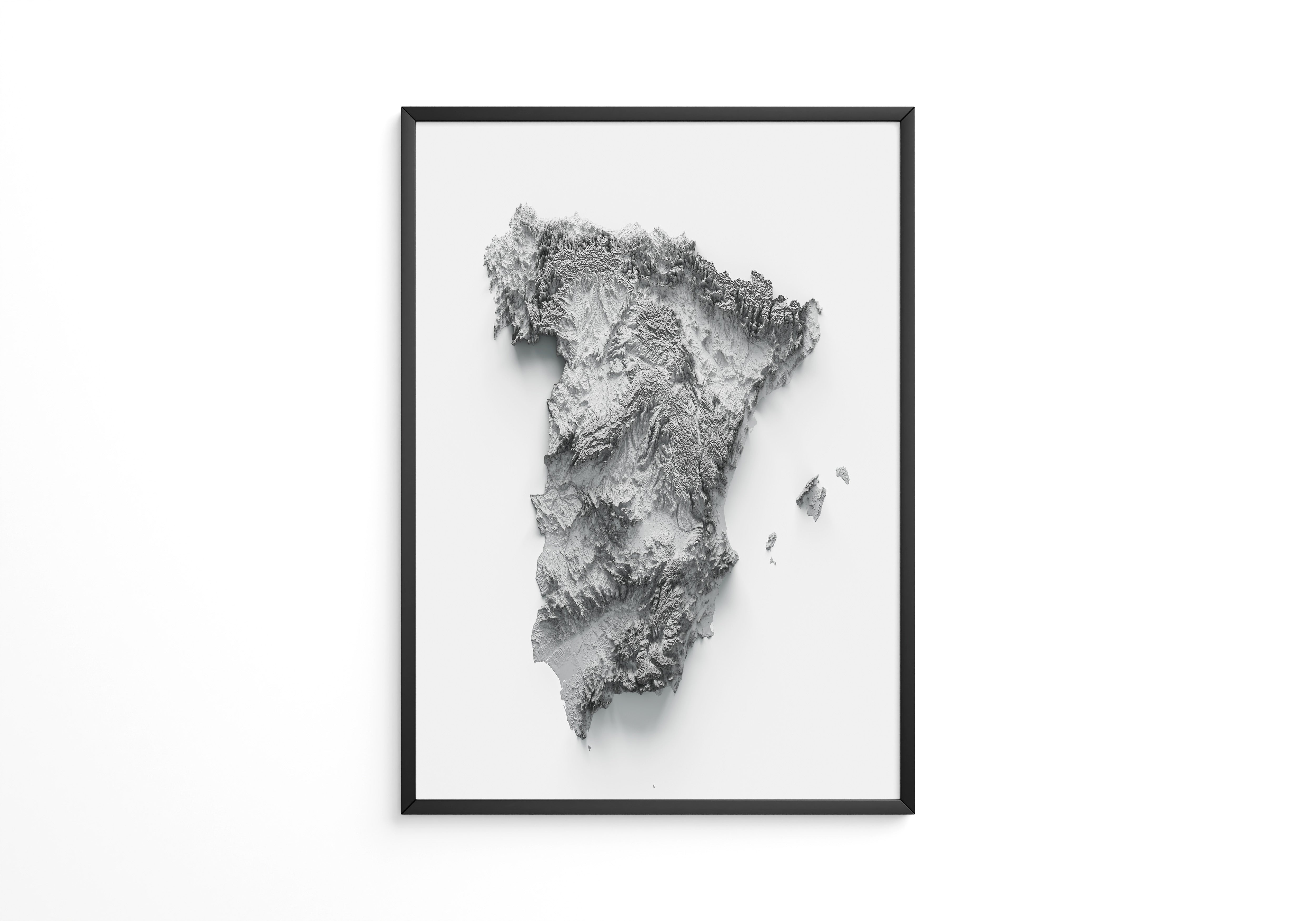 Topografische Karte Spanien Grau