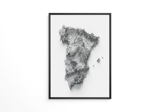 Topografische Karte Spanien Grau