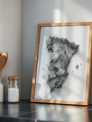 Topografische Karte Spanien Grau