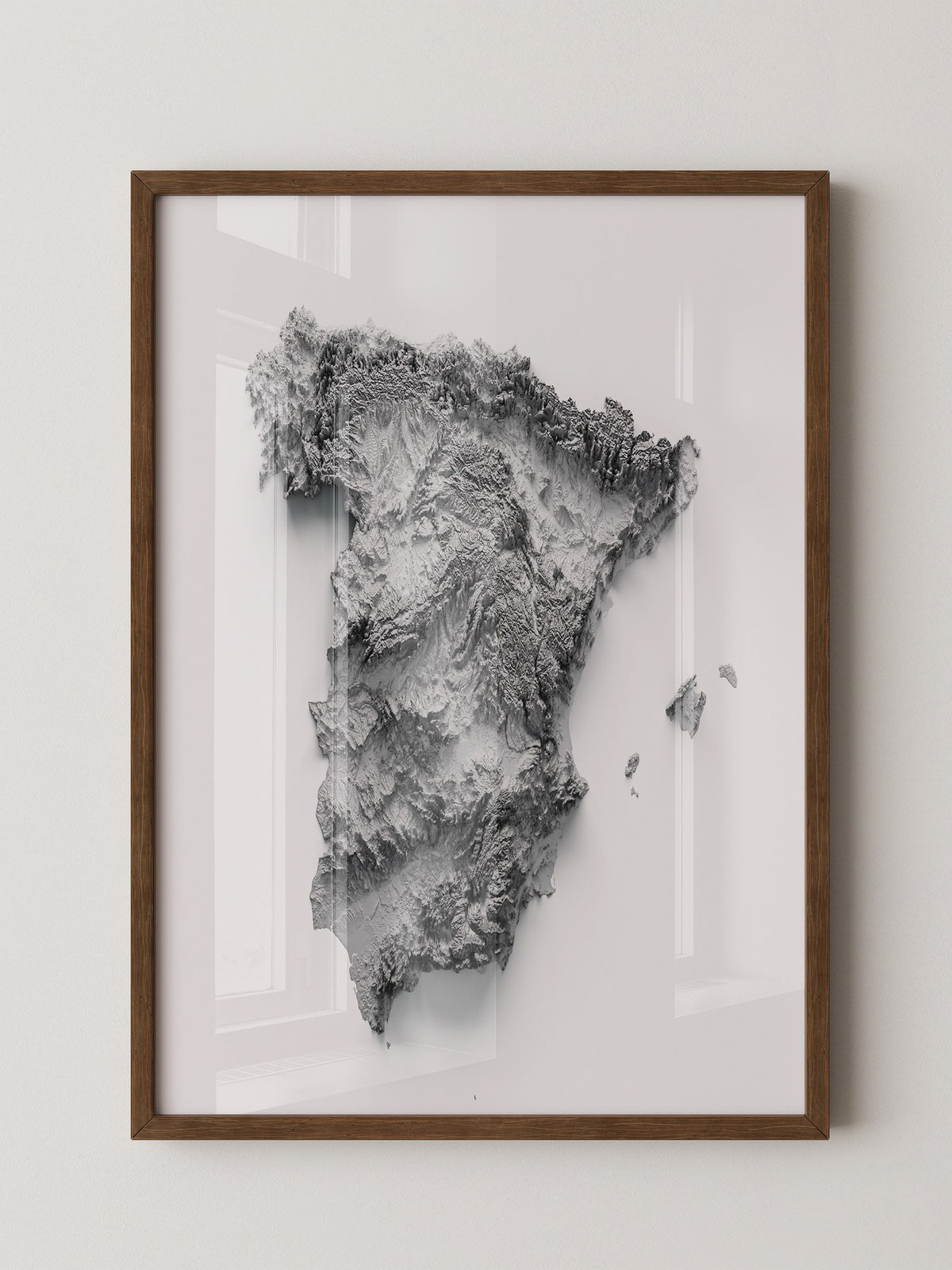 Topografische Karte Spanien Grau