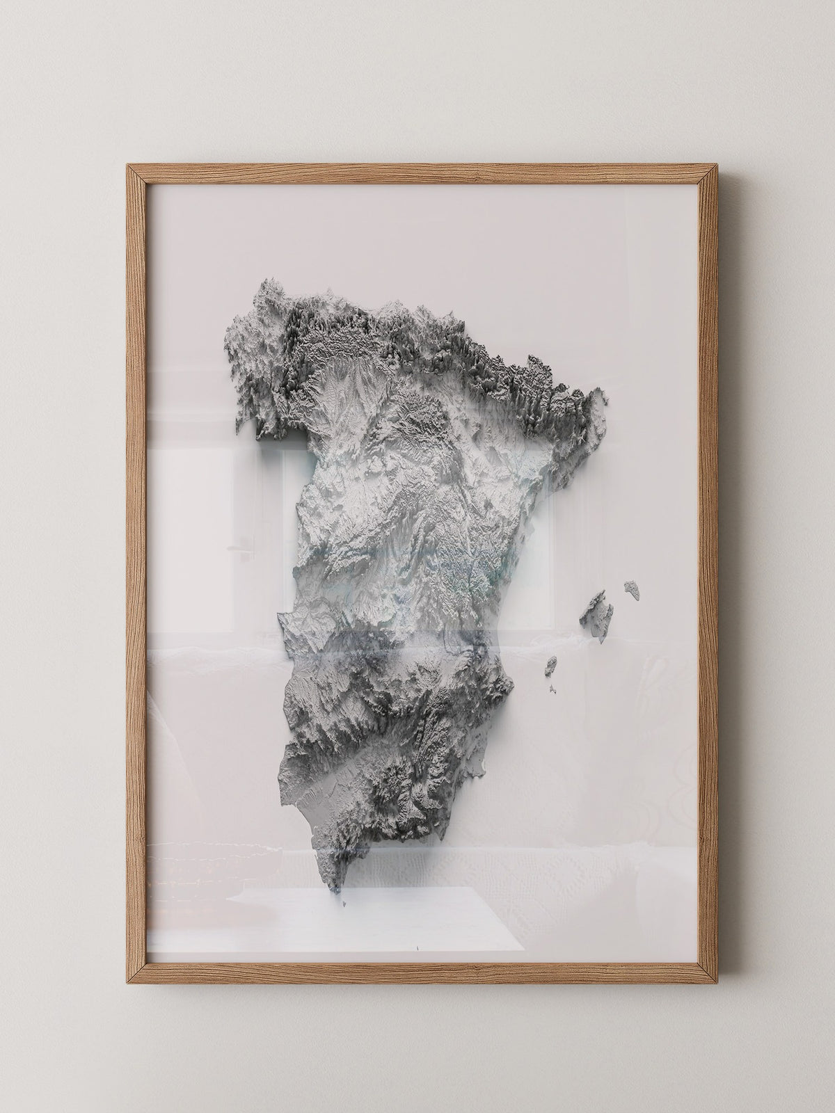 Topografische Karte Spanien Grau