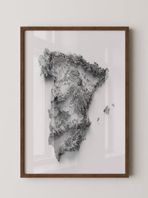 Topografische Karte Spanien Grau