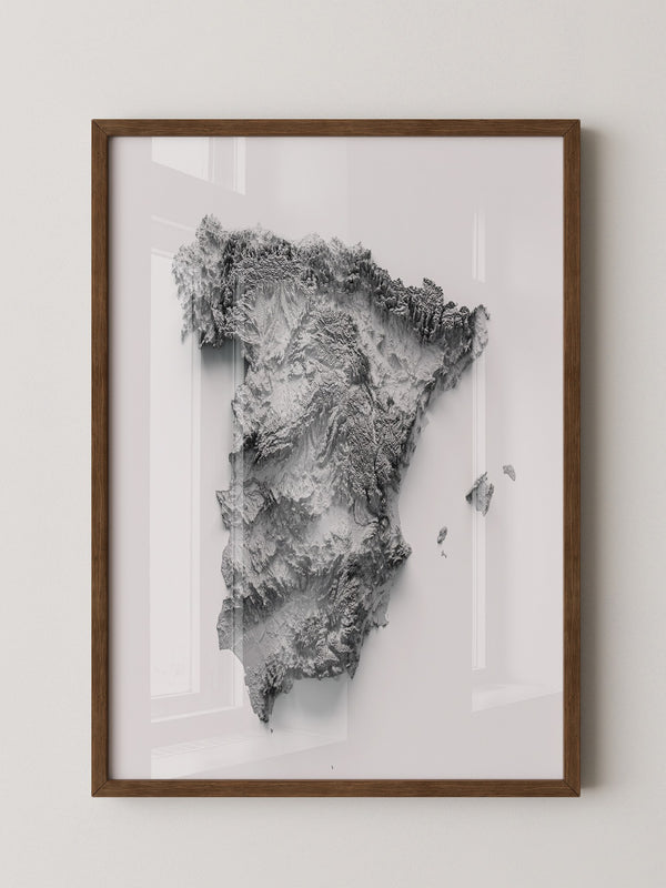 Topografische Karte Spanien Grau