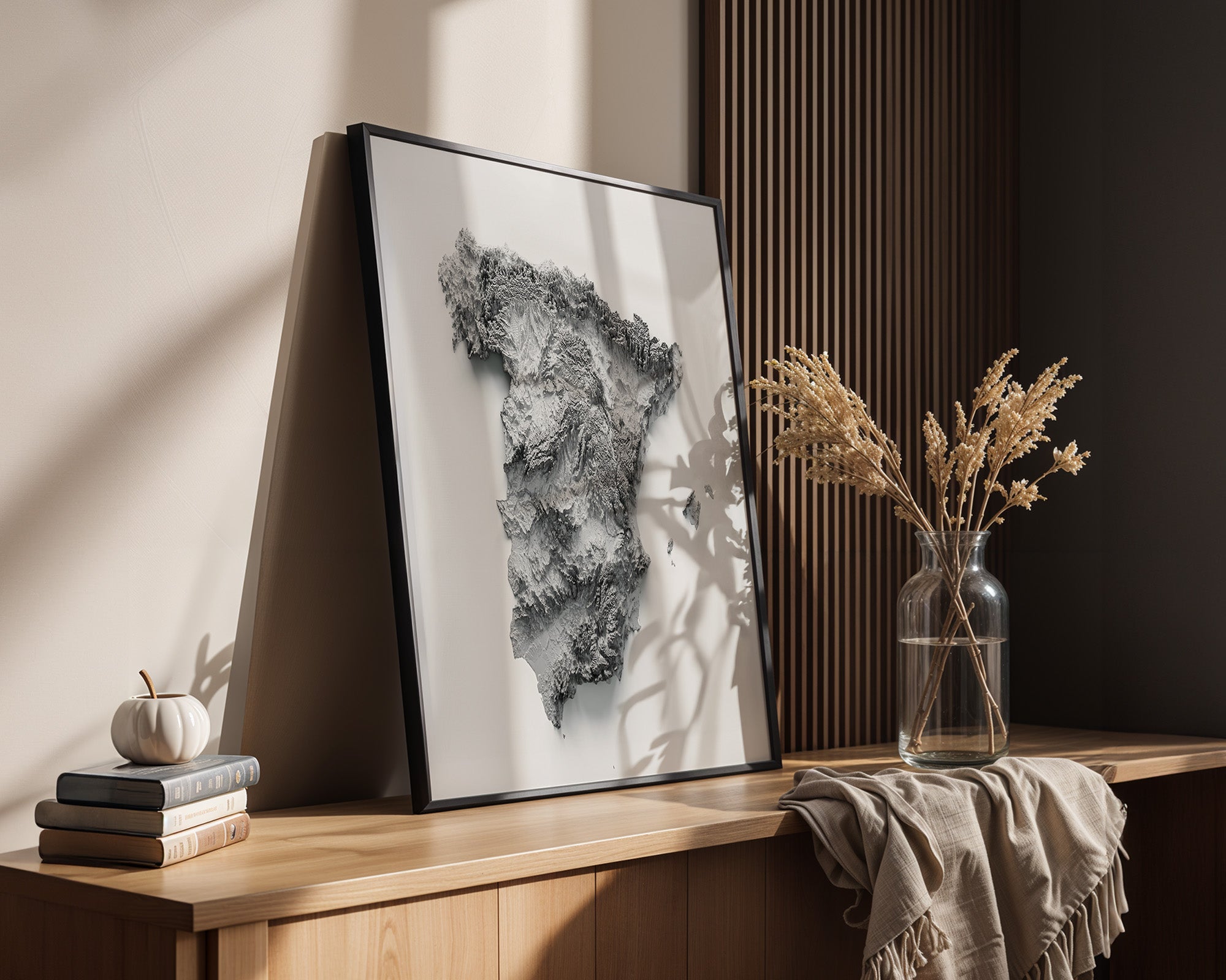 Topografische Karte Spanien Grau