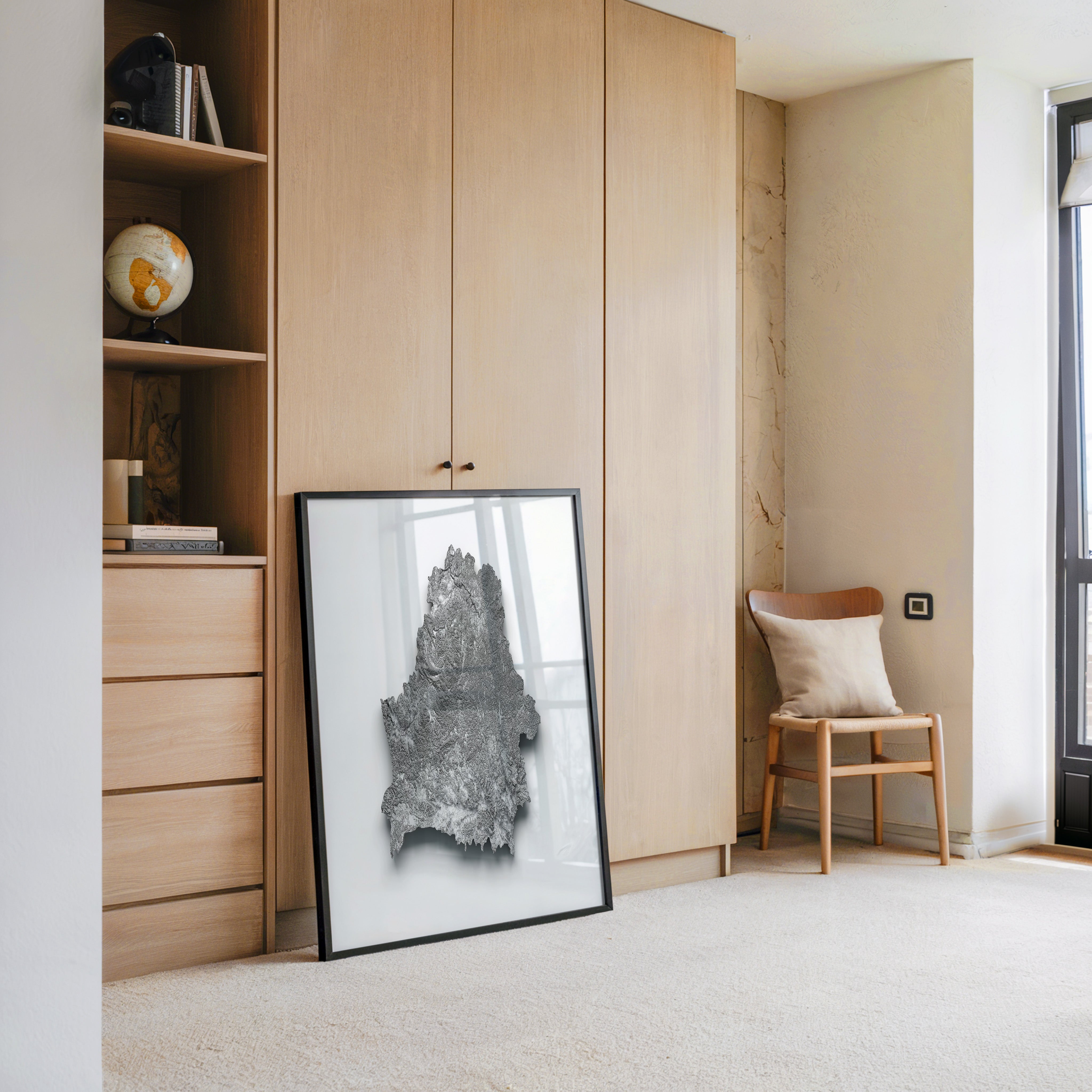 Reliefkarte Silber Struktur