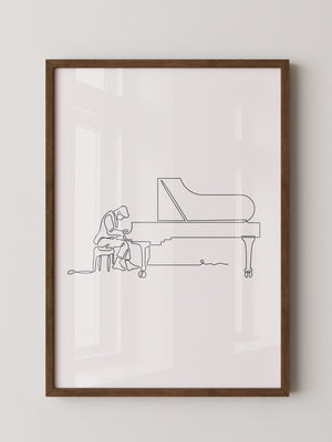 Pianist am Flügel Linienkunst