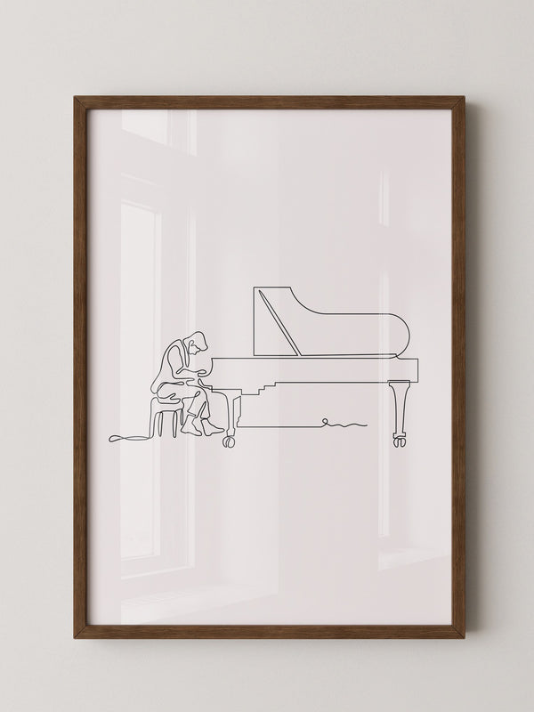 Pianist am Flügel Linienkunst