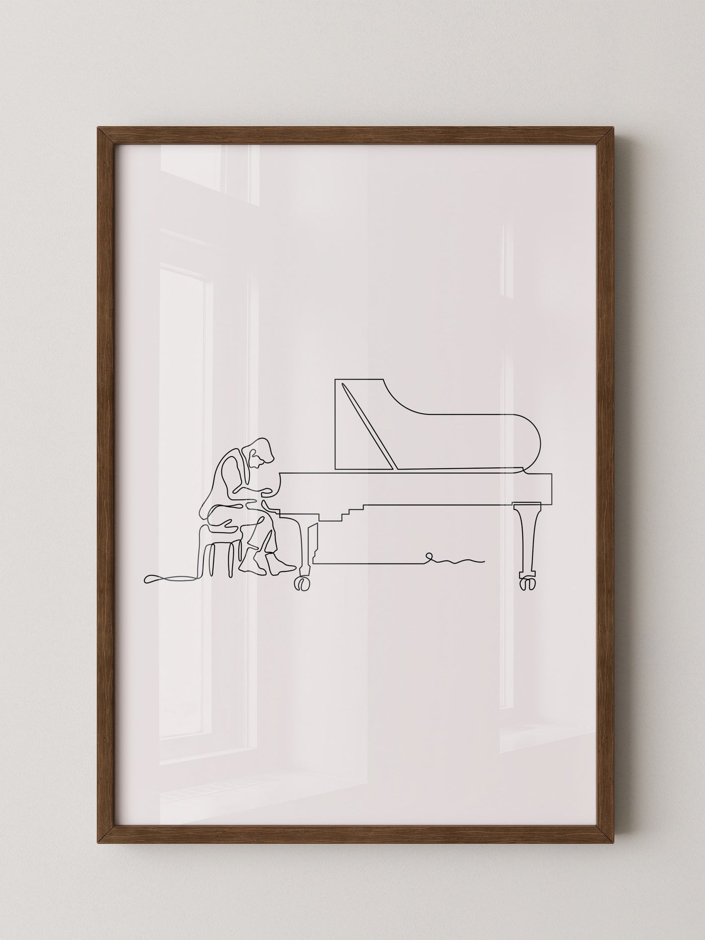 Pianist am Flügel Linienkunst