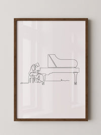 Pianist am Flügel Linienkunst