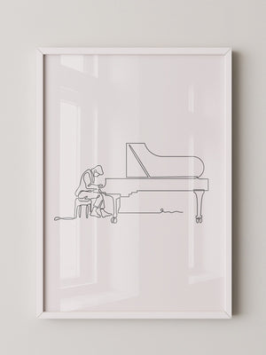 Pianist am Flügel Linienkunst