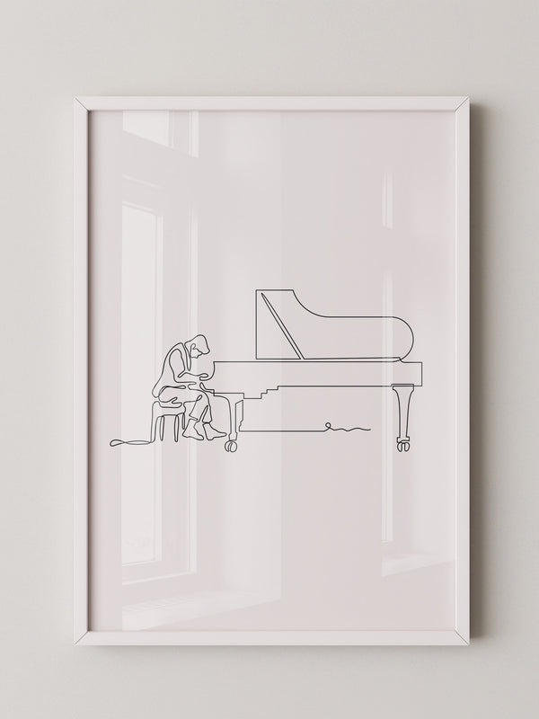 Pianist am Flügel Linienkunst