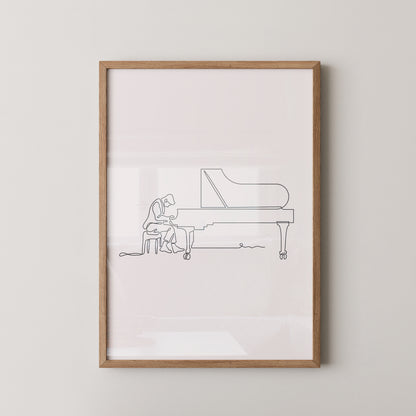 Pianist am Flügel Linienkunst