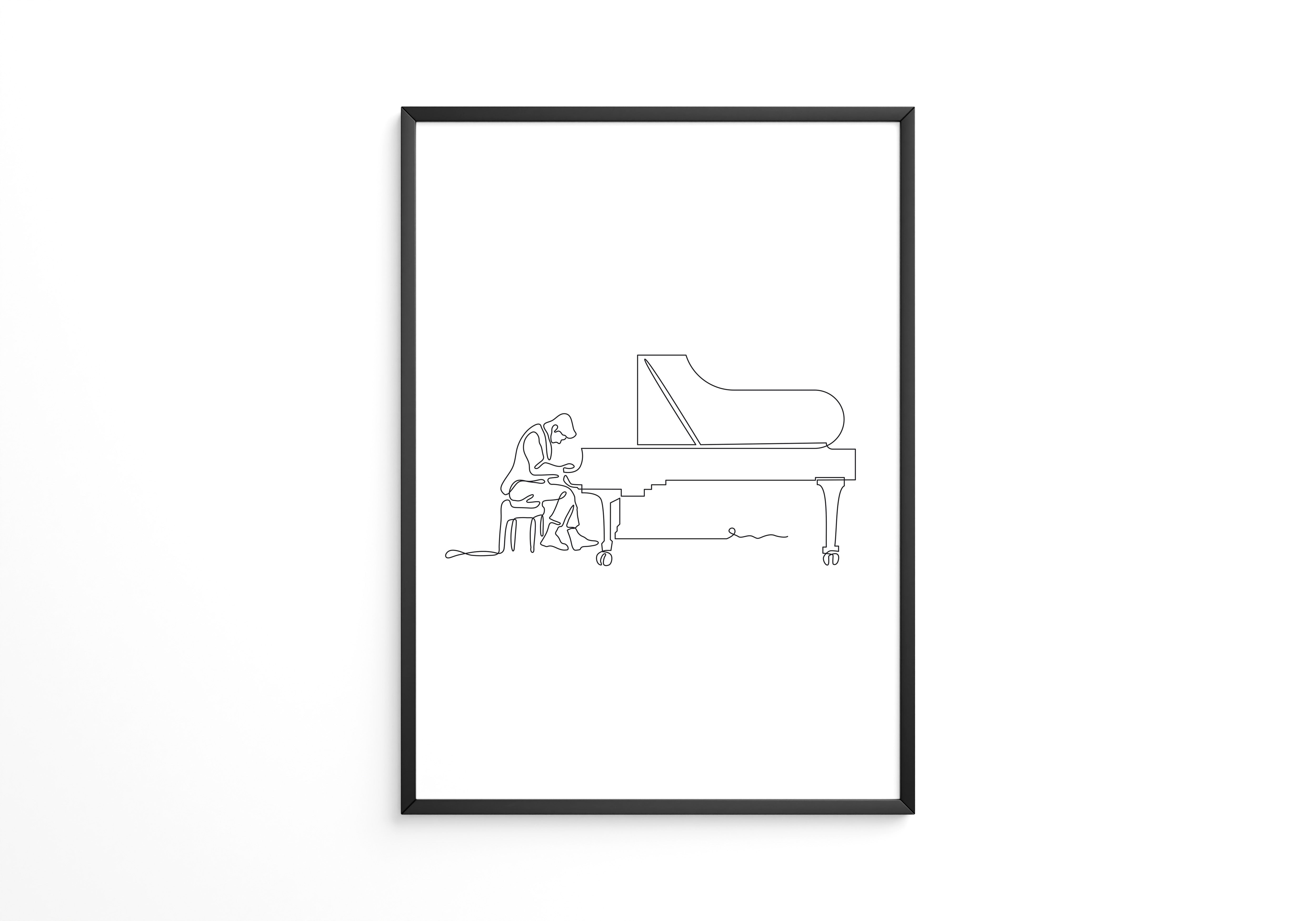 Pianist am Flügel Linienkunst