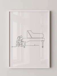 Pianist am Flügel Linienkunst