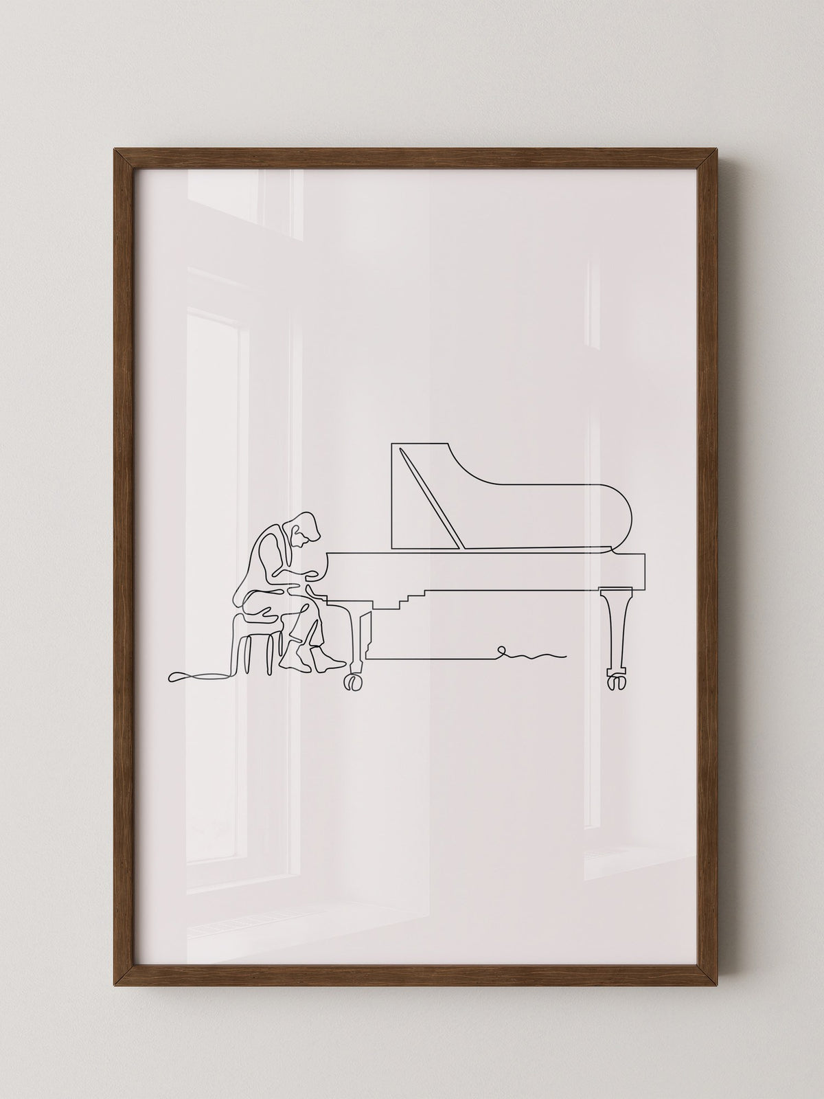 Pianist am Flügel Linienkunst