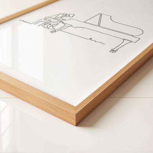 Pianist am Flügel Linienkunst