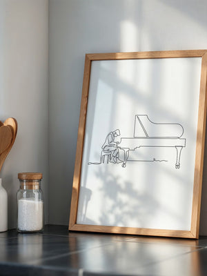 Pianist am Flügel Linienkunst