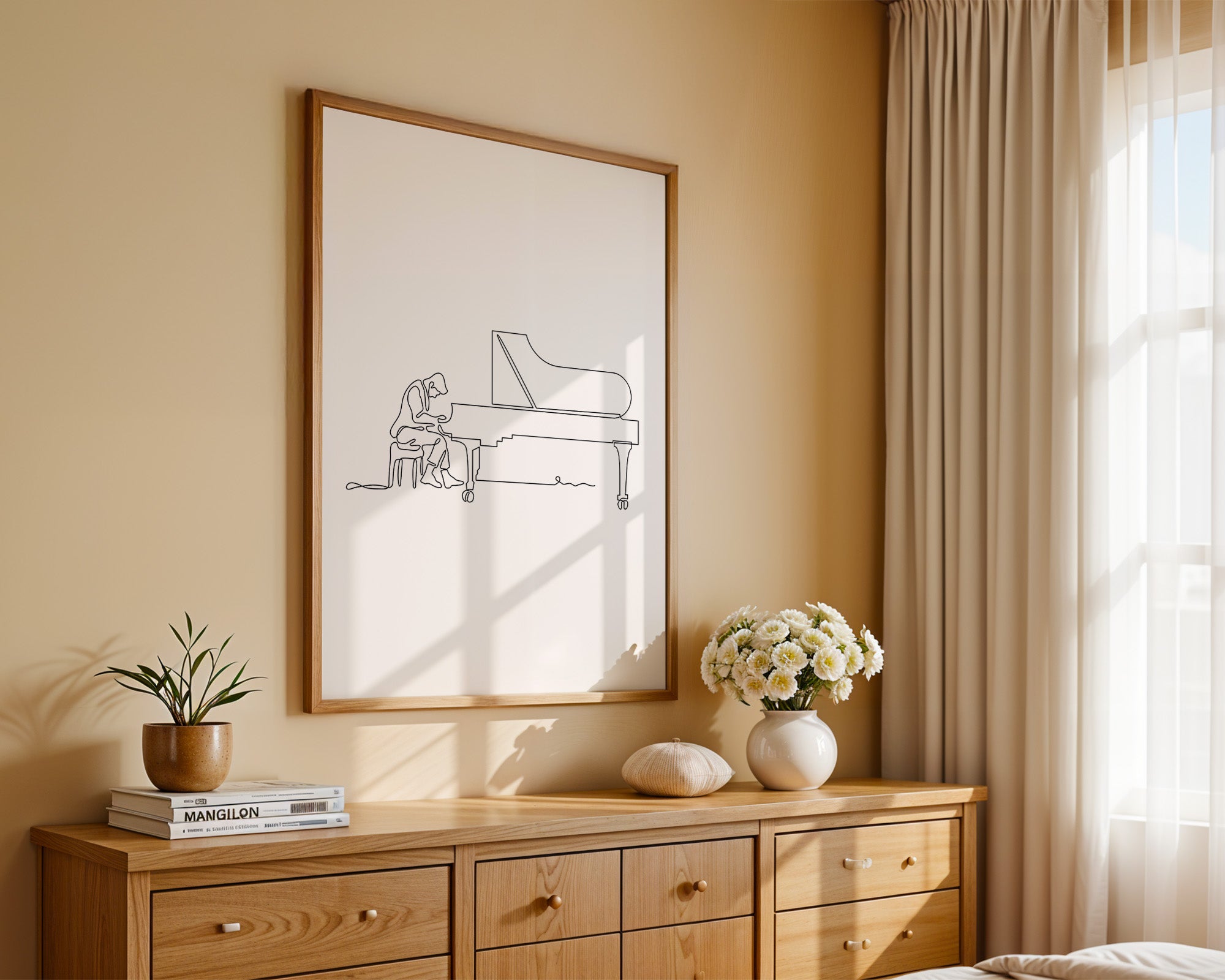 Pianist am Flügel Linienkunst