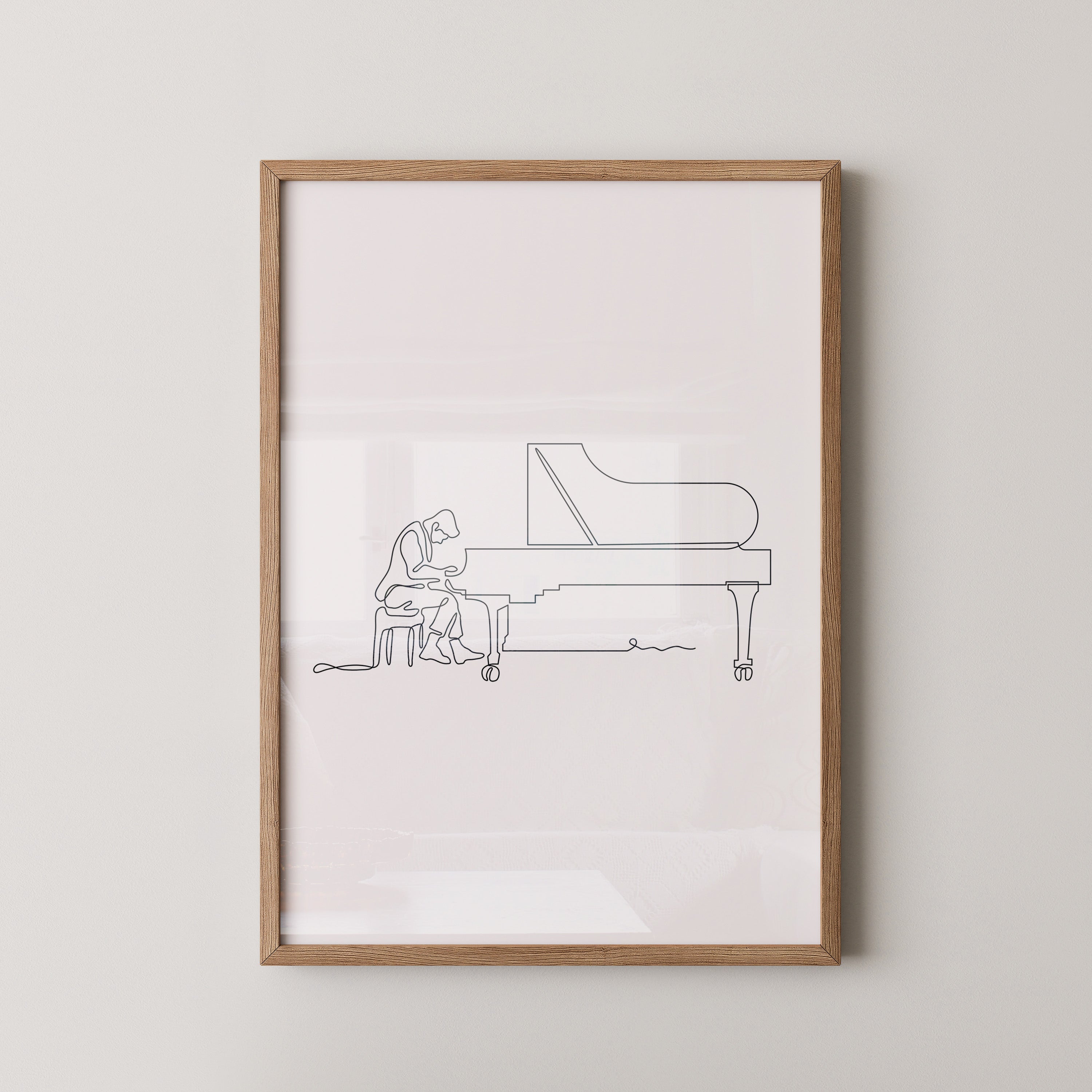 Pianist am Flügel Linienkunst