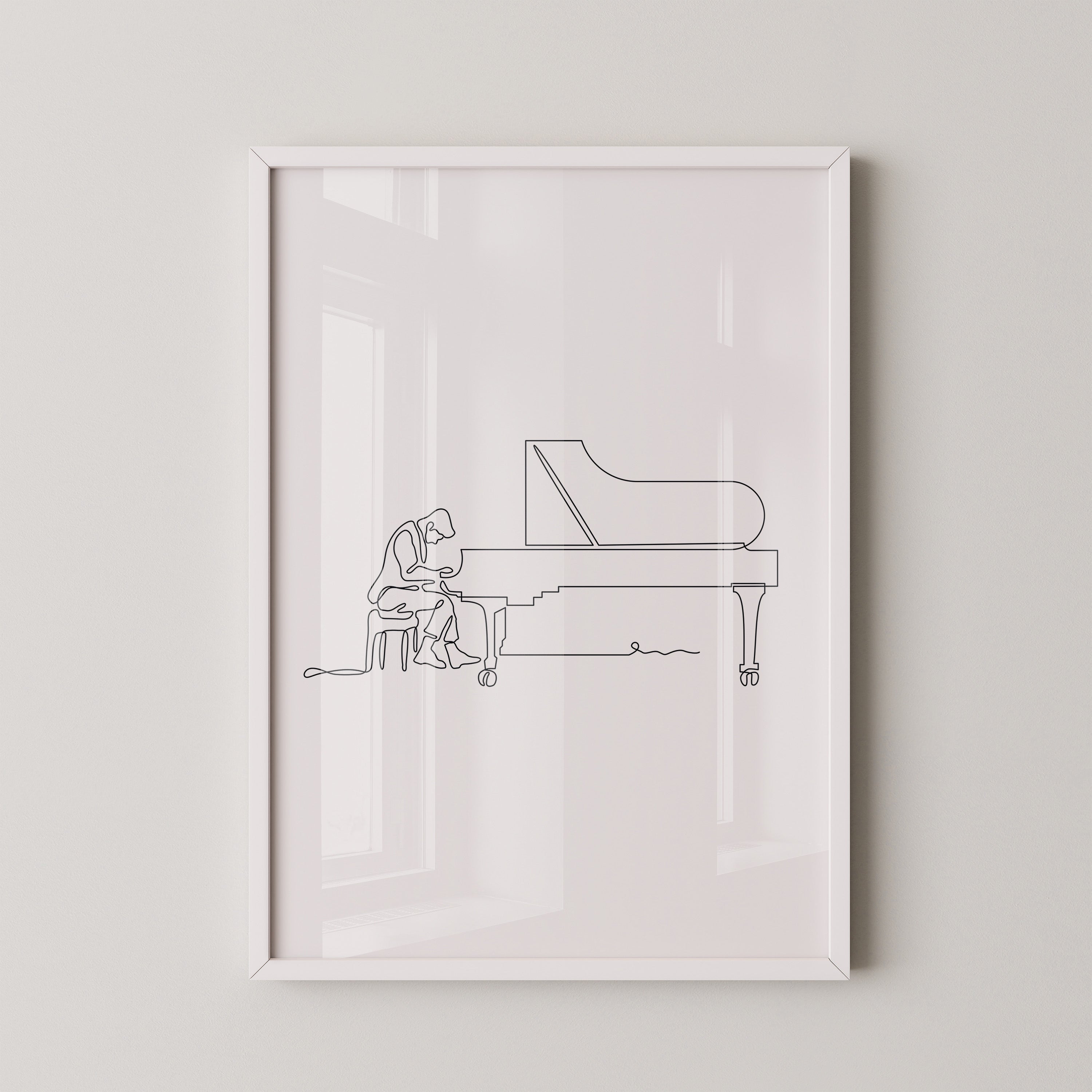 Pianist am Flügel Linienkunst