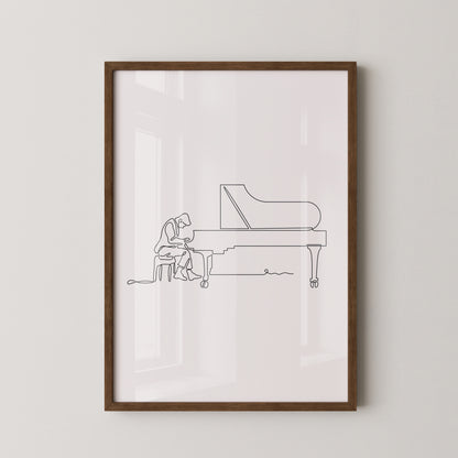 Pianist am Flügel Linienkunst