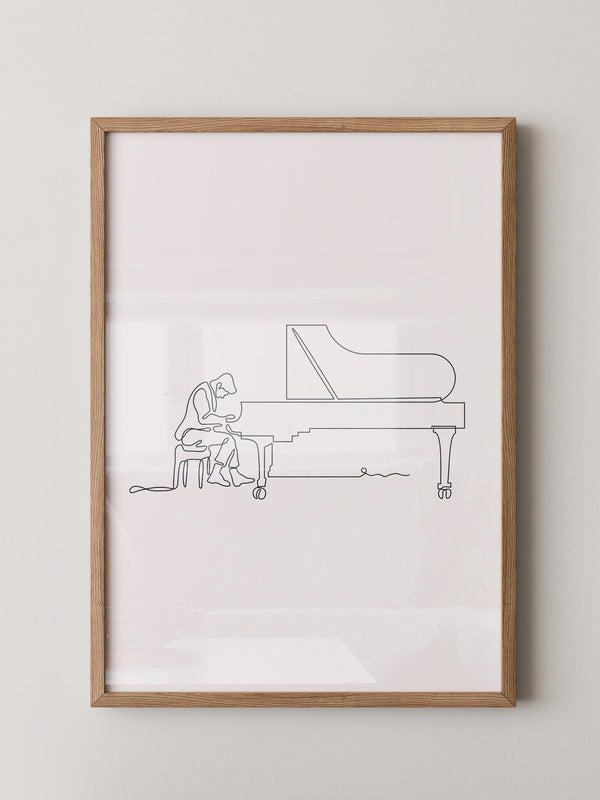 Pianist am Flügel Linienkunst