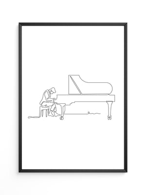 Pianist am Flügel Linienkunst