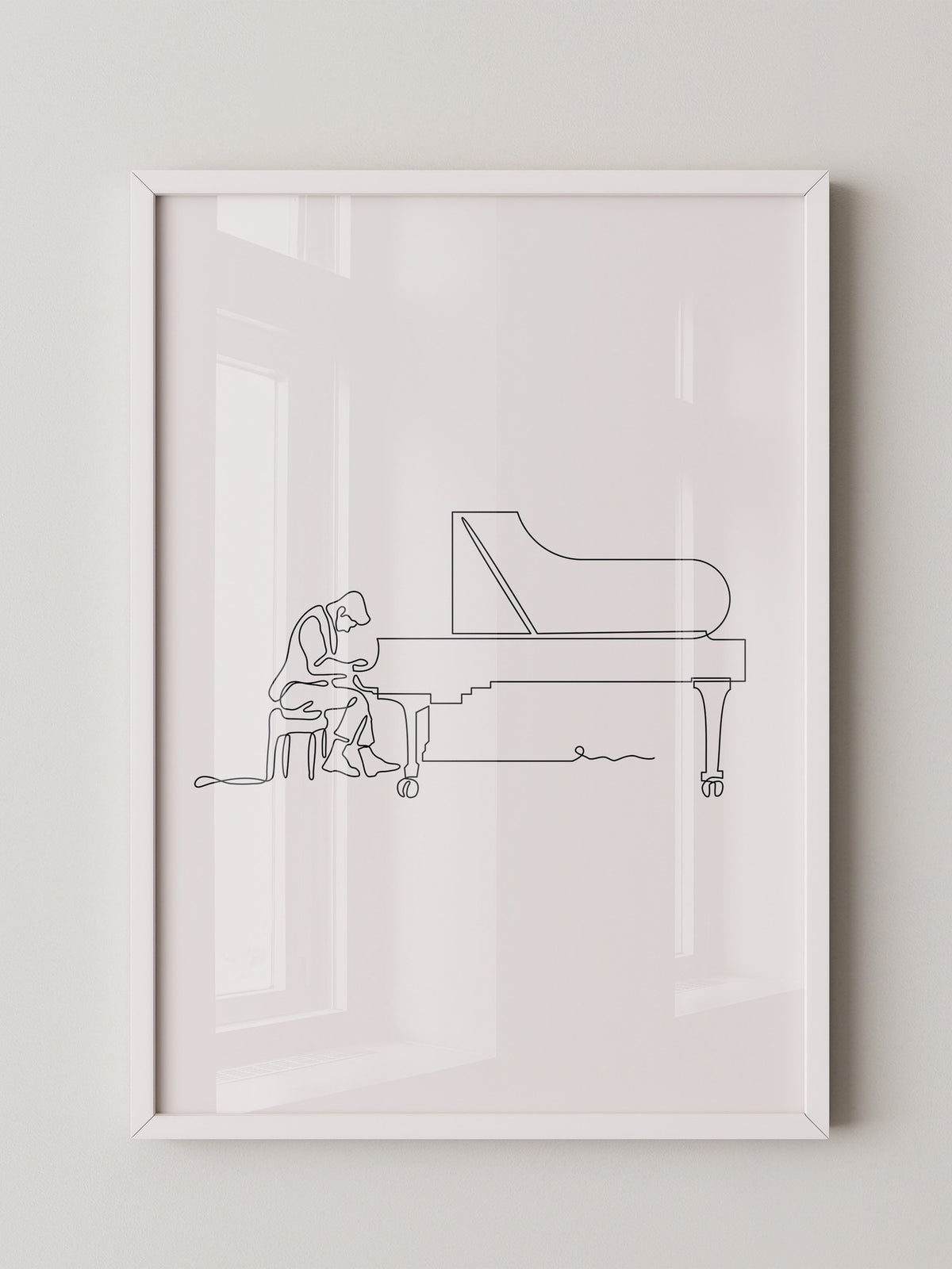 Pianist am Flügel Linienkunst