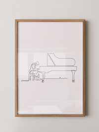 Pianist am Flügel Linienkunst