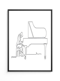 Pianist Linienzeichnung minimalistisch
