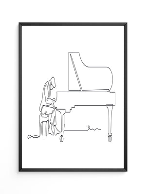 Pianist Linienzeichnung minimalistisch