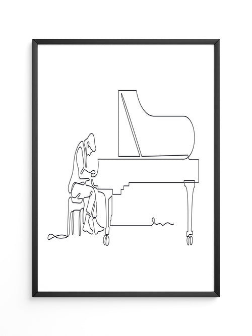 Pianist Linienzeichnung minimalistisch