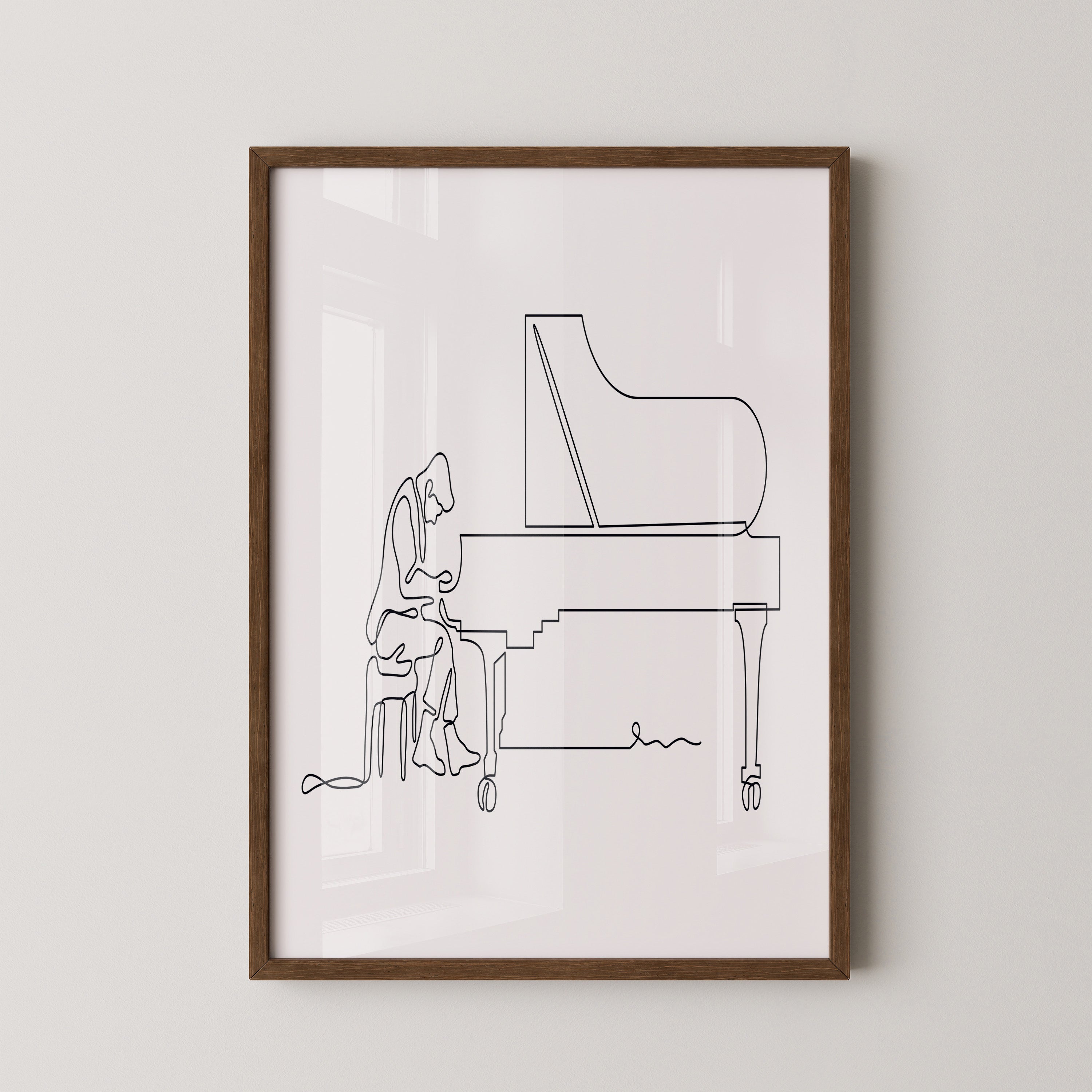 Pianist Linienzeichnung minimalistisch