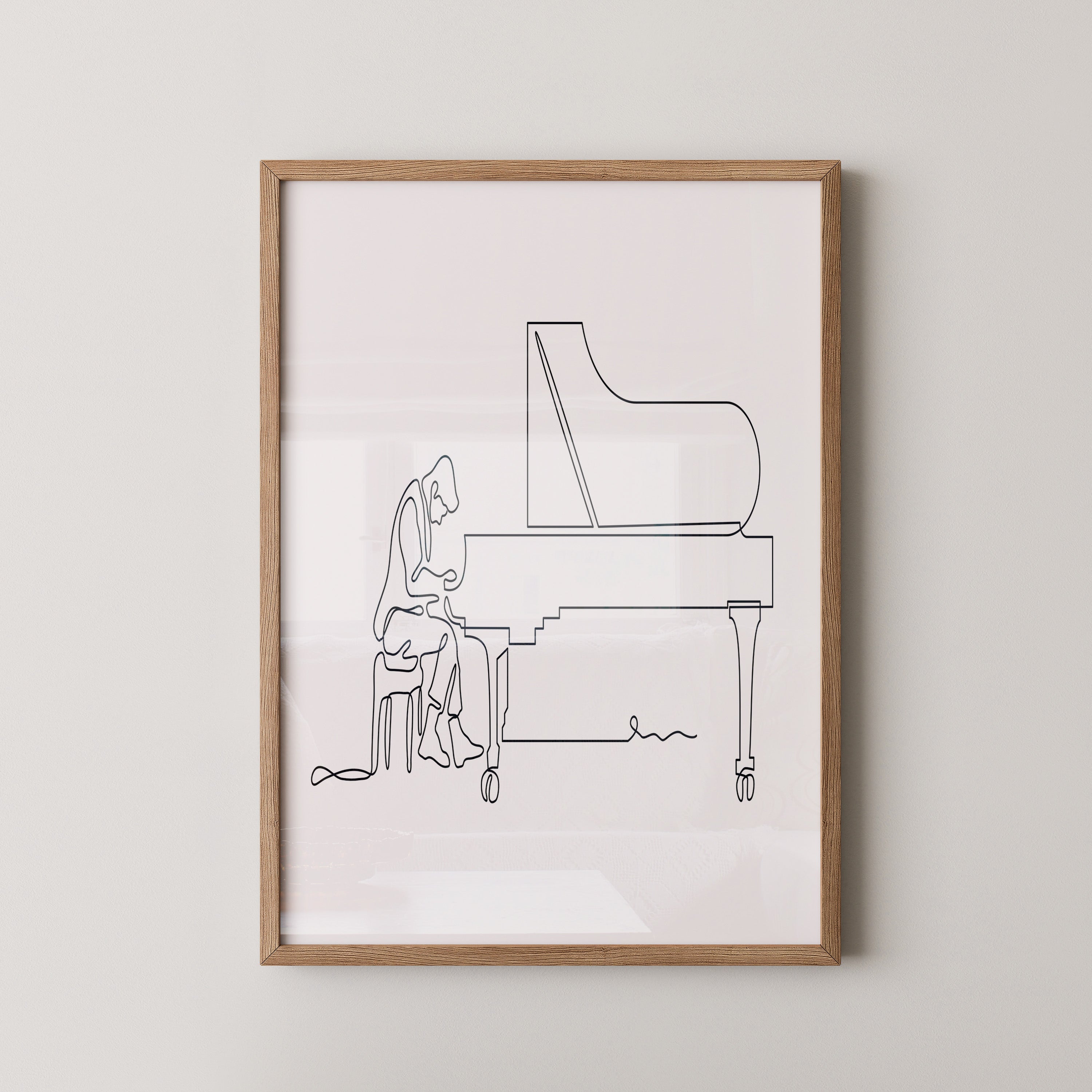 Pianist Linienzeichnung minimalistisch