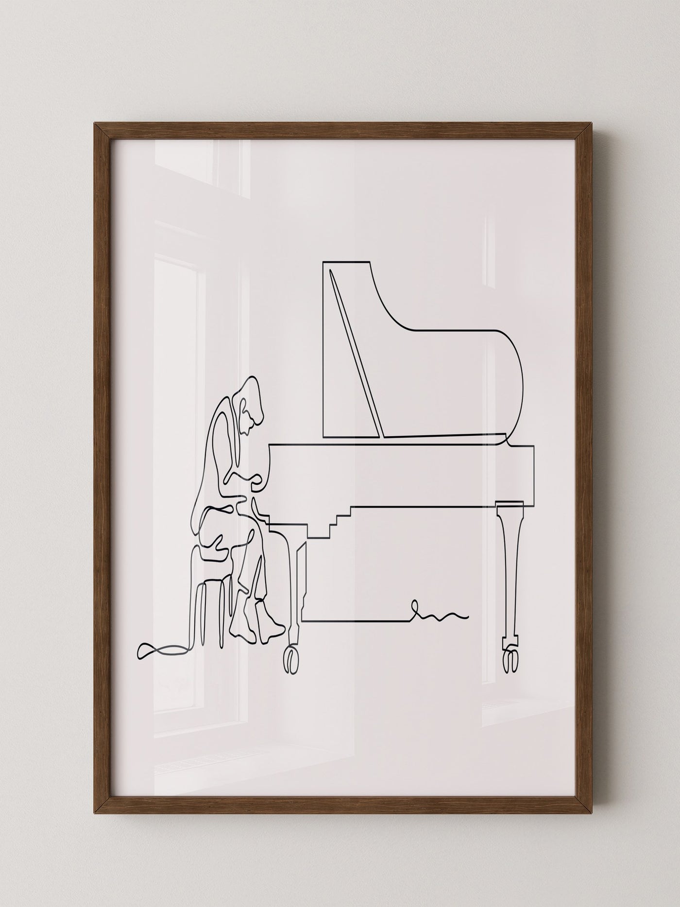 Pianist Linienzeichnung minimalistisch